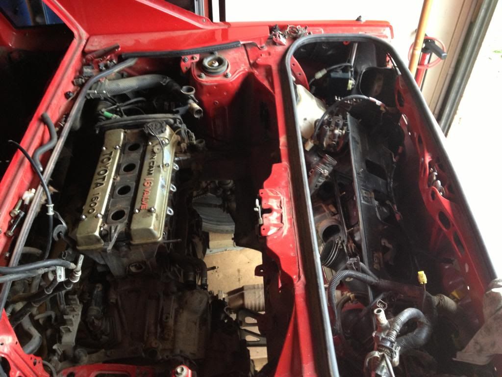 1987 AW11 - Super Red Mr2 That I bought primarily for its drivetrain. Black Interior - Tin Top – RHD – 16v ** Does have LHS rear damage and full front ...