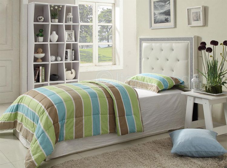 White Leather Button Tufted Rhinestone Crystal Bed Headboard Queen Full Twin eBay