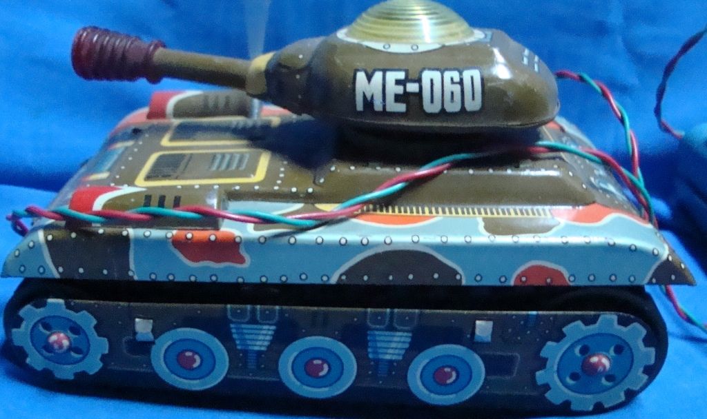Old vintage Battery Operated Remote control Military Tank toy from