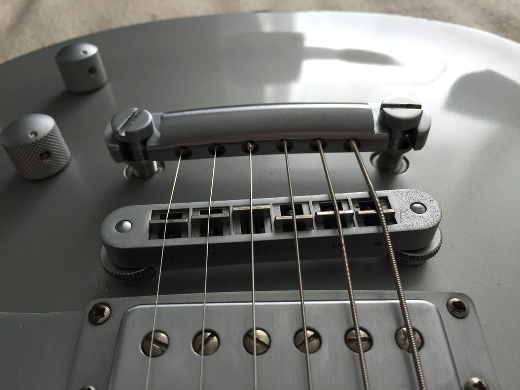 Gibson Les Paul setup in drop C.. tailpiece clearance? (photos)