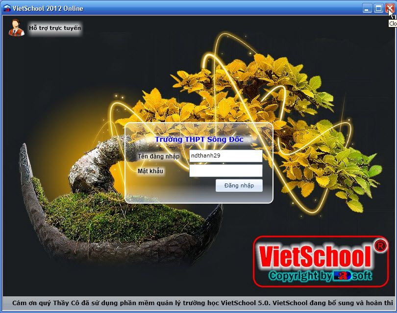 Đóng cửa sổ VietSchool để hoàn thành Bước 1