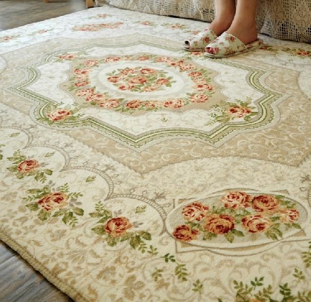 European Rose Floral Floor Mat Rug Carpet Victorian Style Size