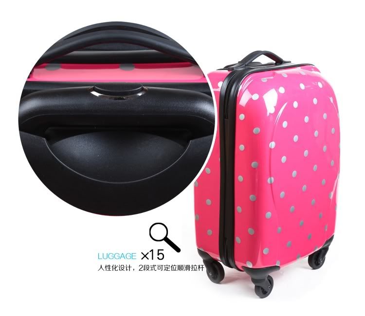 Fashion Girl Luggage Suitcase Trolley Bag Rolling Wheel with Polka Dot