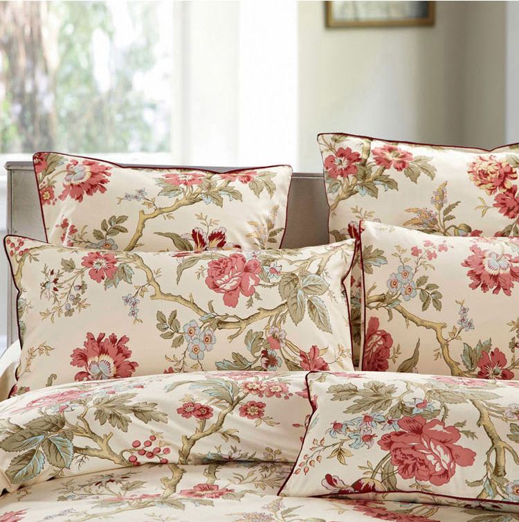 4 PCS Chic Red Flower Floral Queen King Size Bedding Duvet Comforter