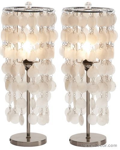 Set Of 2 Contemporary Capiz And Metal Table Lamp Bedside Light Accent Set Of 2 Contemporary Capiz And Metal Table Lamp Bedside Light Accent