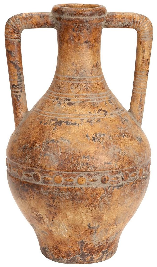 Large Traditional Ceramic Tuscan Urn, Antique Style Vase w/Handles