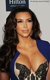 hot celebrity kim kardashian showing huge cleavage in pre grammy gala