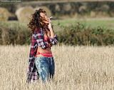 hot celebrity Rihanna's Boobs In A Wheat Field