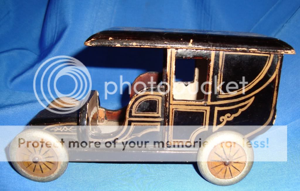 Old Vintage Wooden Pull along Car Toy from 1930  