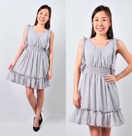 Little Frills Chiffon Dress - Grey