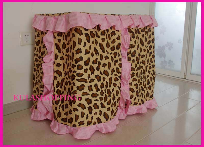 Princess Pet Dog Cat Handmade Bed House Leopard Print with Pink Frill
