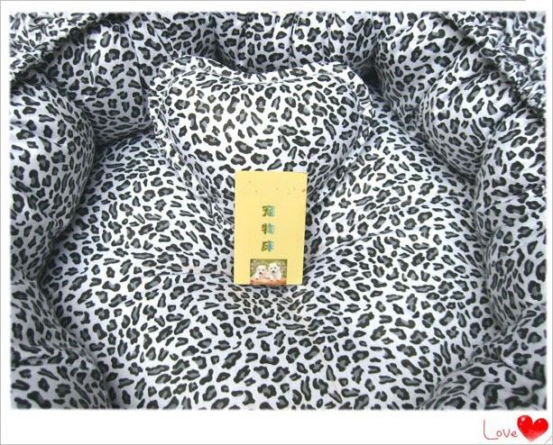 Handmade Leopard Print Pet Dog Cat Pet Bed House with Ruffles 100 PP Cotton