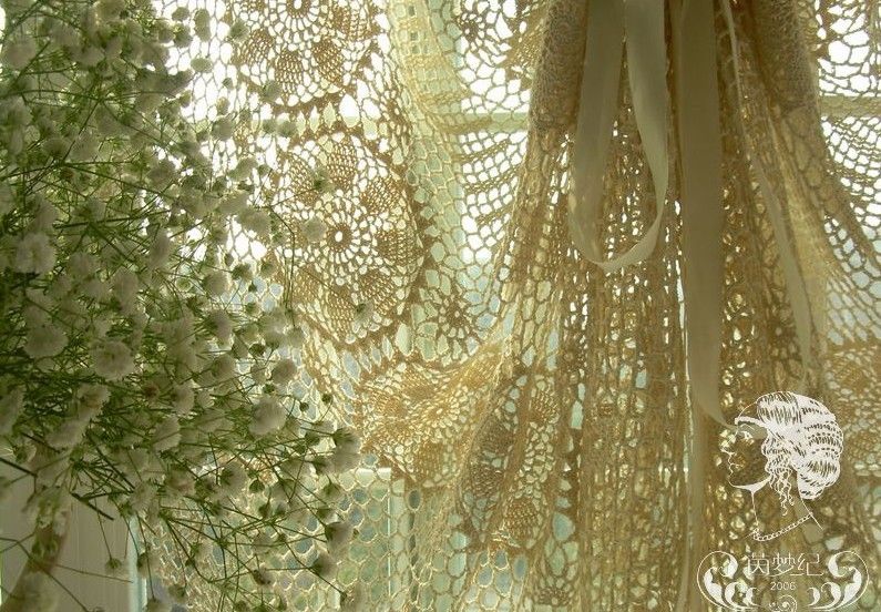 1 PC Crochet Lace Curtain Panel Drape Victorian Sheer Voile Balloon Curtain
