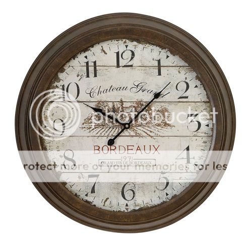   Antique Style Clock, Large Brown Bordeaux Wall Hanging Decor  