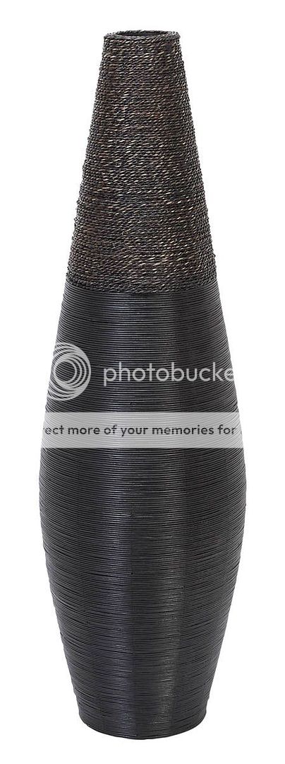   Contemporary Black Rattan Vase, Tall Modern Floor Accent Floral Flower