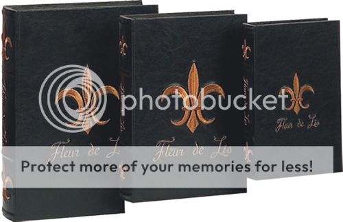   Fleur De Lis Book Shape Decorative Wood Storage Gift Boxes  