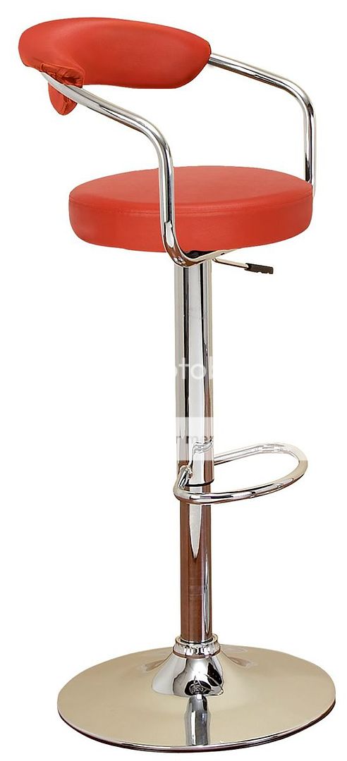 Contemporary Metal Tall Bar Chair with Chrome Finish Modern Vinyl Red Stool