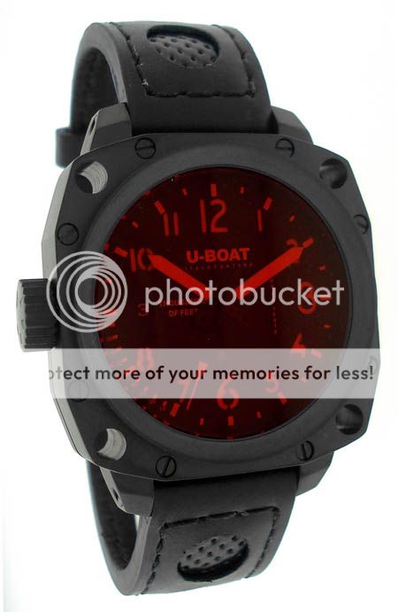 BOAT NEW Black PVD Steel Red Glass Watch 1846 Retail $4,800  